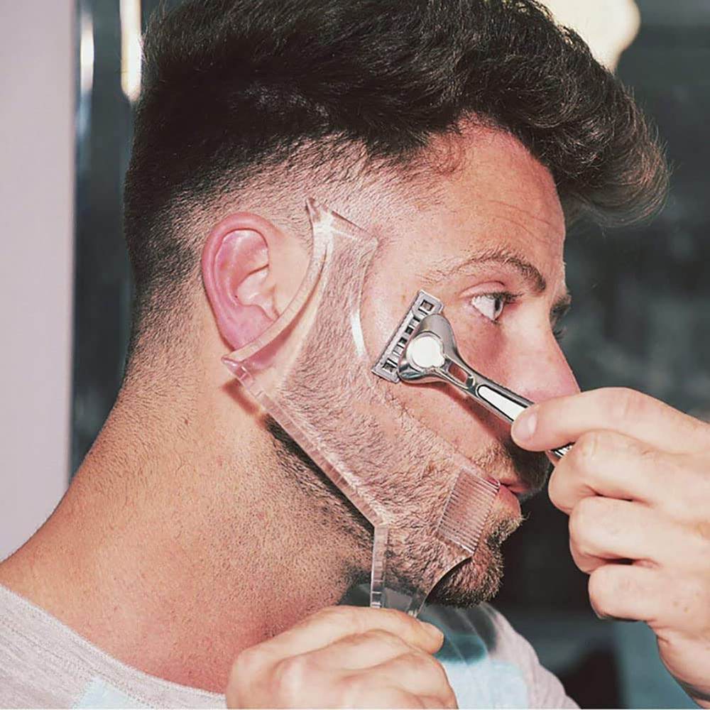 2 Pcs Beard Shaper & Curve Cut Edge Guide Template for Men - Clear Template for