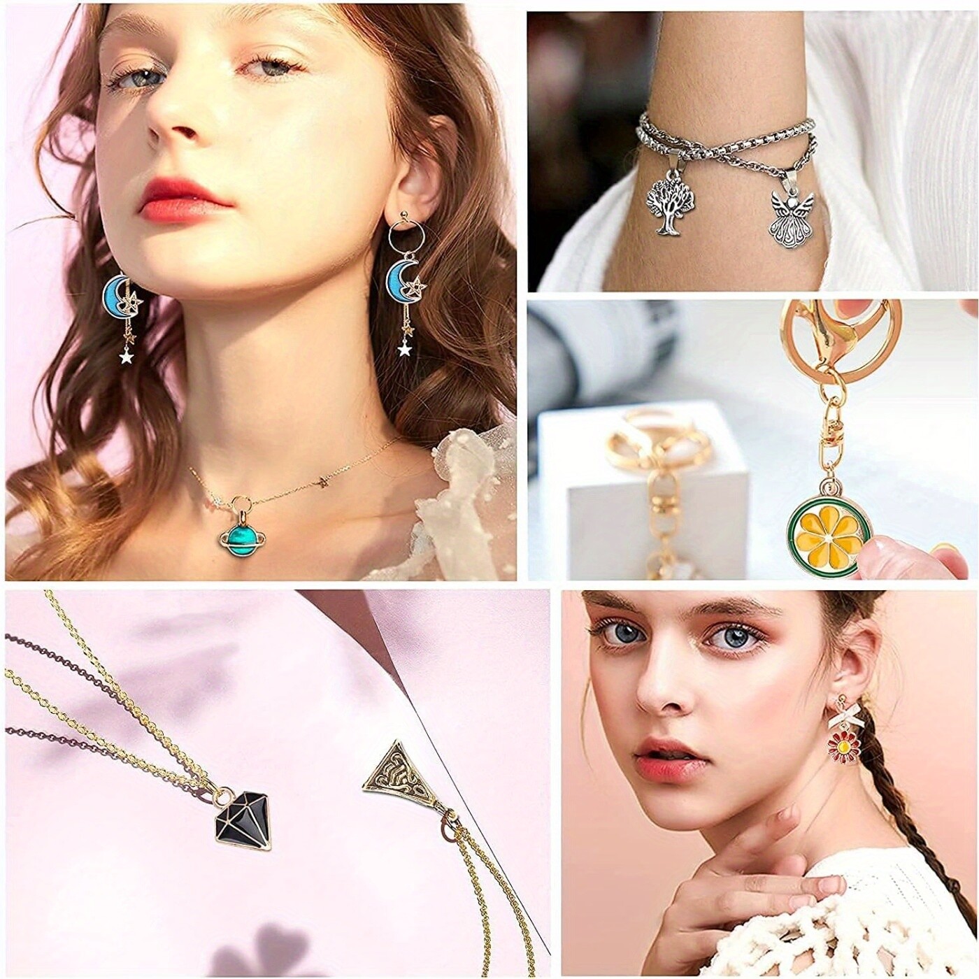 400 Pcs Random style Charms Bulk Assorted Gold Plated Enamel Pendants Earring