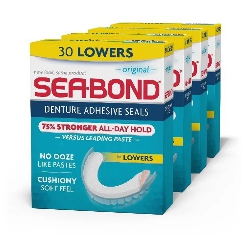 Sea Bond Lower Secure Denture Adhesive Seals, Original Flavor Seals, 30 Ct, 4 Pk