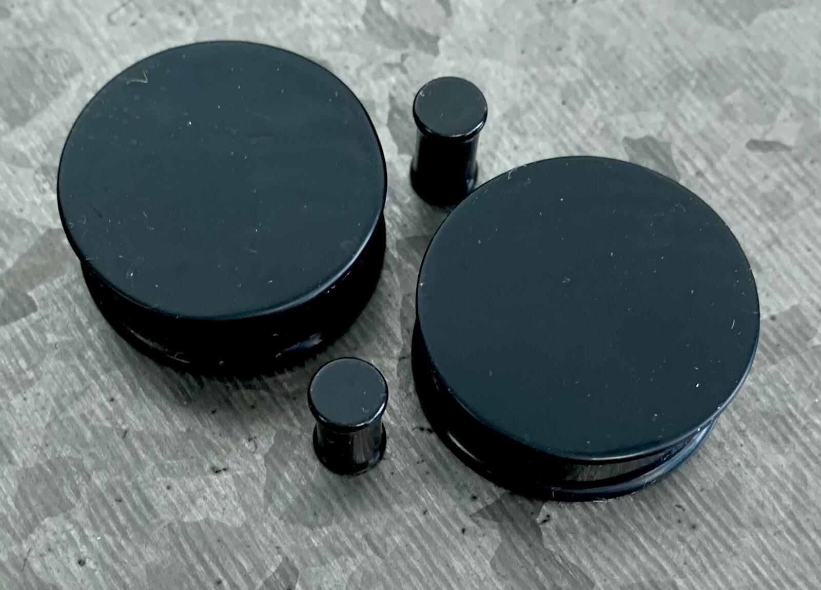 PAIR Black Solid Silicone Plugs Double Flare Tunnels Earlet Gauges up to 2 inch!