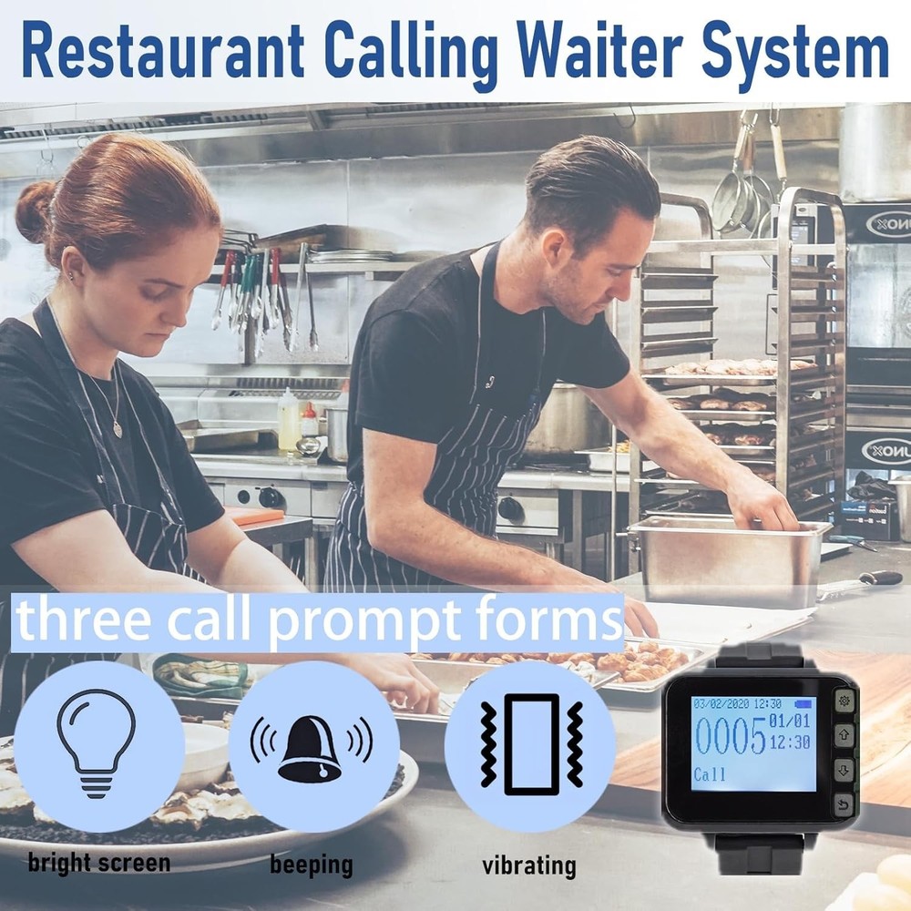 Restaurant Server Buzzer Pager System Waterproof Waitress Calling System Chef