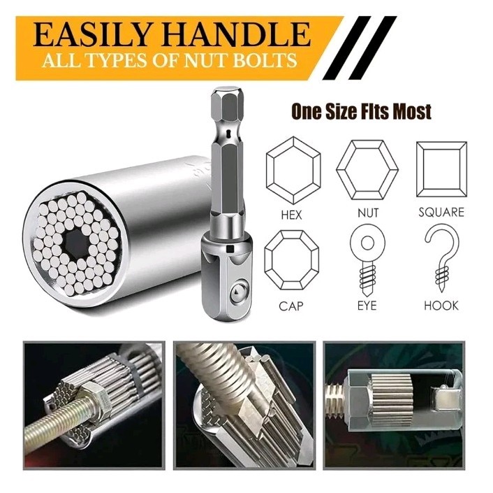 Universal Socket Tool with Power Drill Adapter Gift for Men Dad Husband. B8