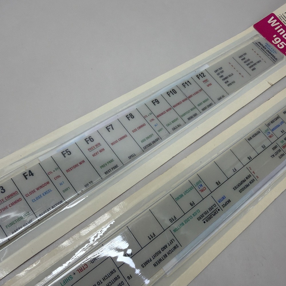 Microsoft Windows 95 Keyboard Templates Quick Reference Guides & Key Colors NOS