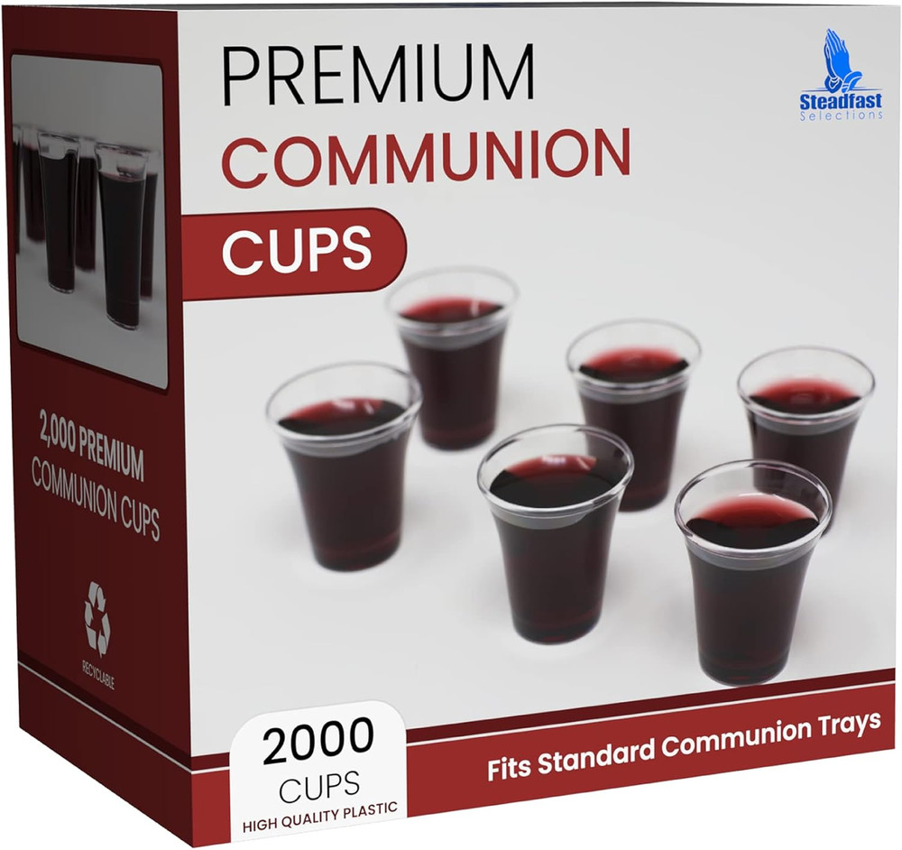 2000 Count Disposable Communion Cups Recyclable Plastic Standard Trays Bulk