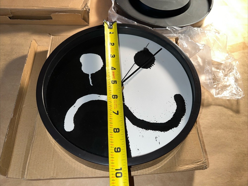 Two Smiley/Frown Wall Clocks - 9.75” Diameter
