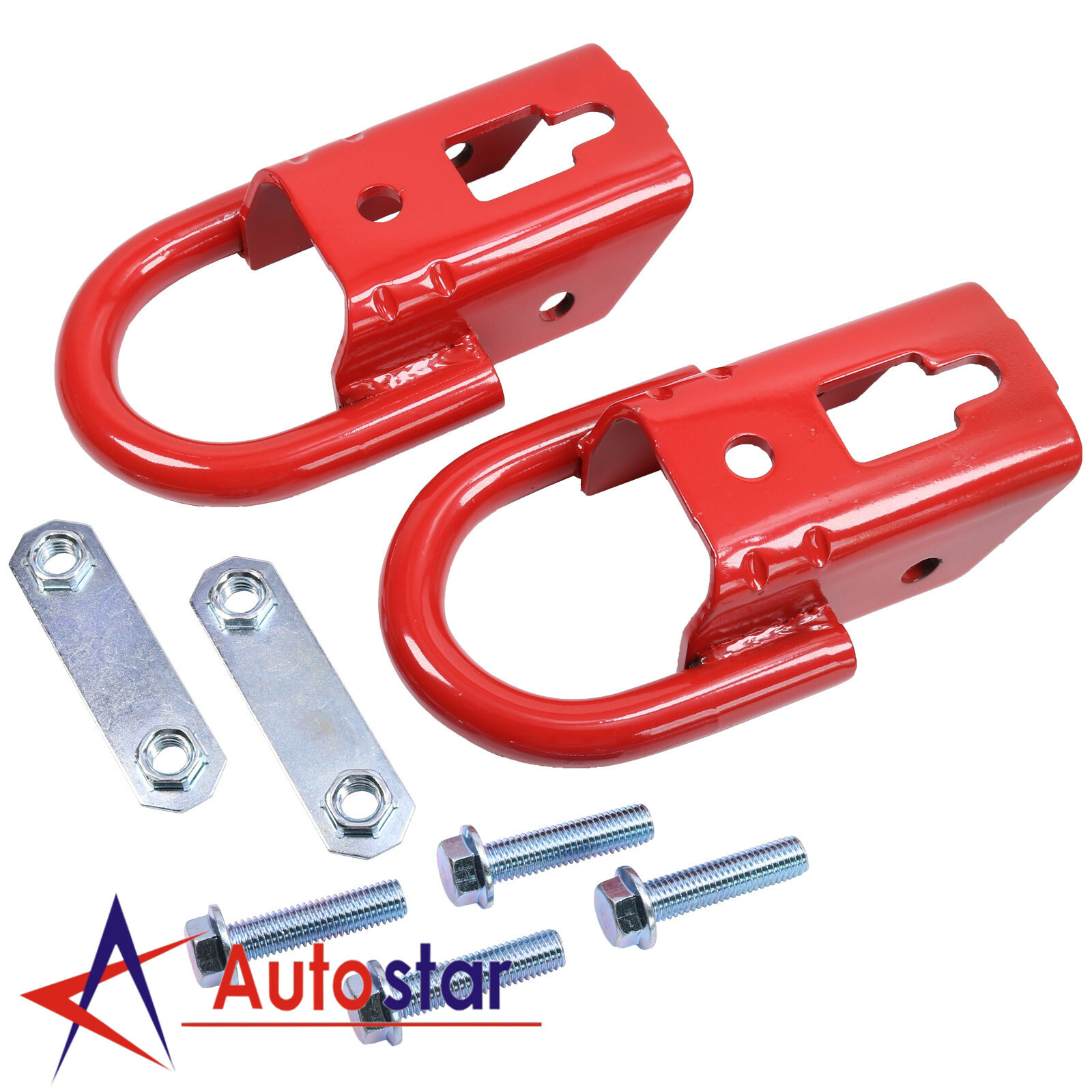 Set of 2 Red Front Tow Hooks For Ford F-150 FL3Z-17N808-A