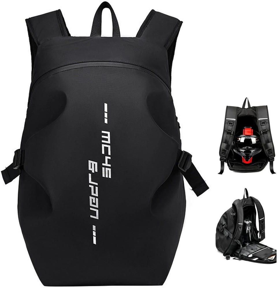 Motorcycle Backpack,waterproof helmet backpack for Men,riding Large, Black