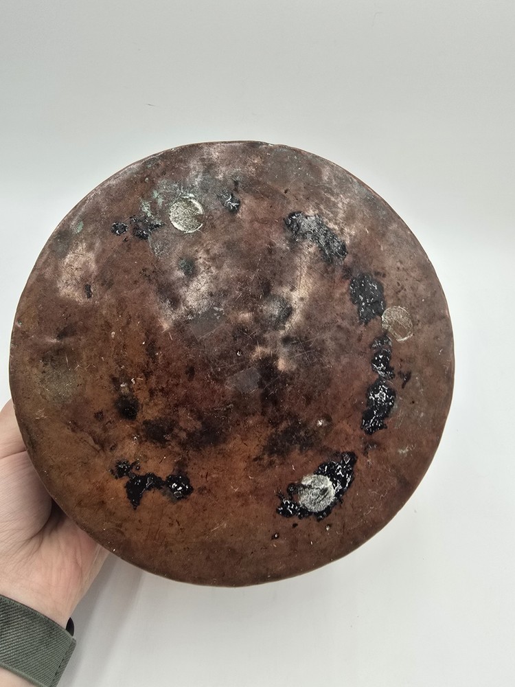 Rustic Hammered Copper Lidded Box Farmhouse 7 3/8” Primitive