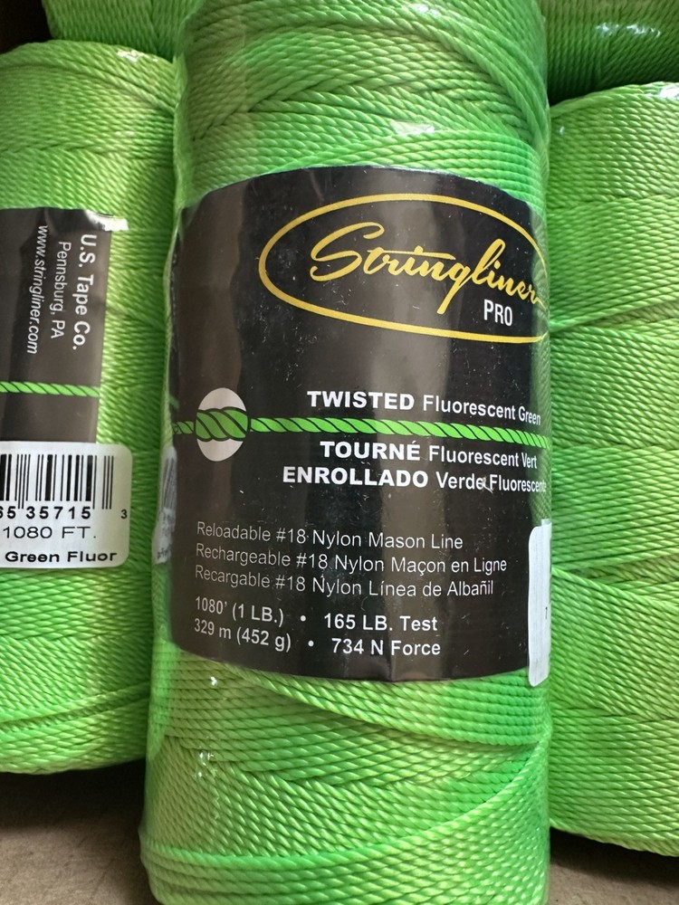 Stringliner Pro 2-Pack Braided Fluorescent Green 1000' Reloadable #18 Nylon Line