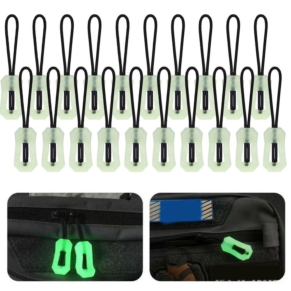 30pcs Luminous Zipper Pulls for Camping Backpack Luggage Replacement Rope