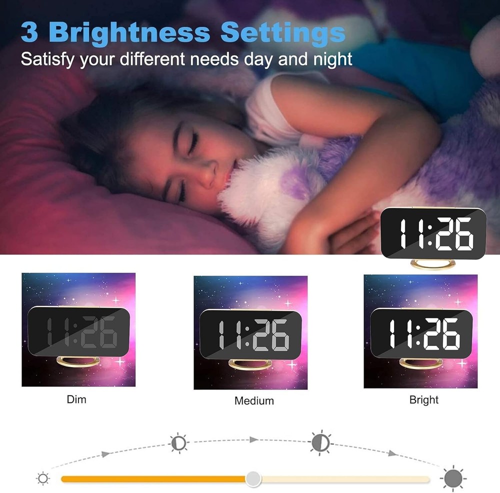 Digital Alarm Clock - Gold - Modern Style