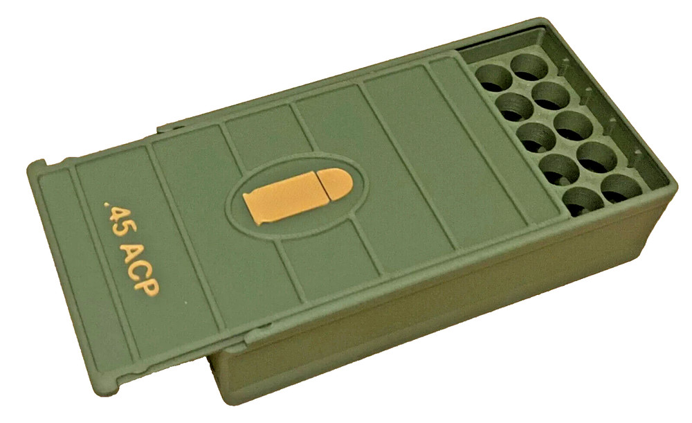 Sliding .45 ACP Ammo Storage Box Case - 50rd Rd