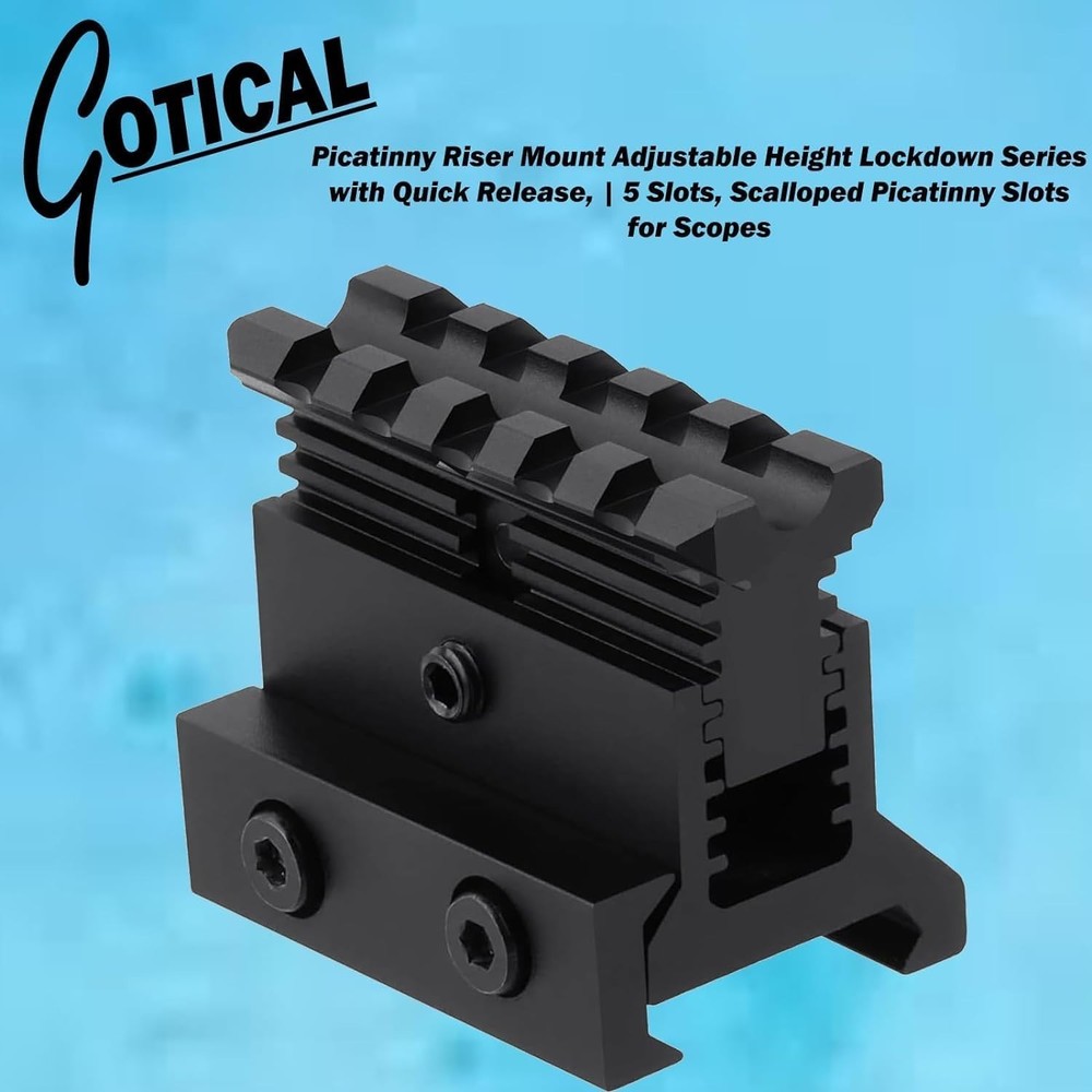360 Tactical Picatinny Riser Mount Adjustable Height Lockdown Series with Qui...