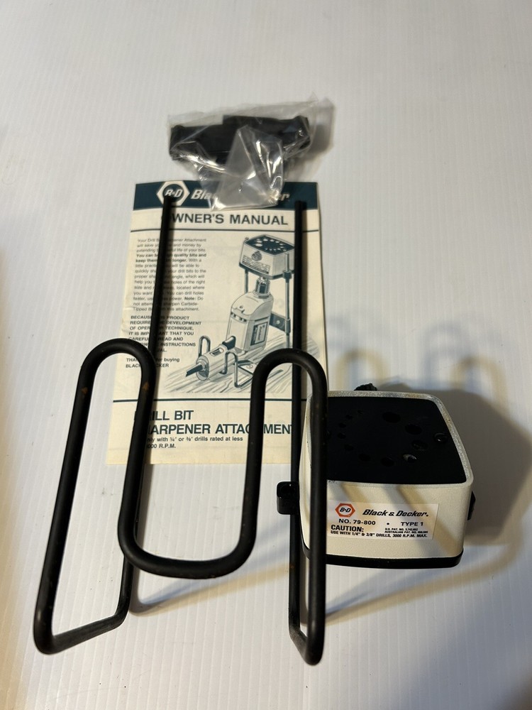 BLACK & DECKER Drill Bit Sharpener Attachment Model 79-800, Made in USA.