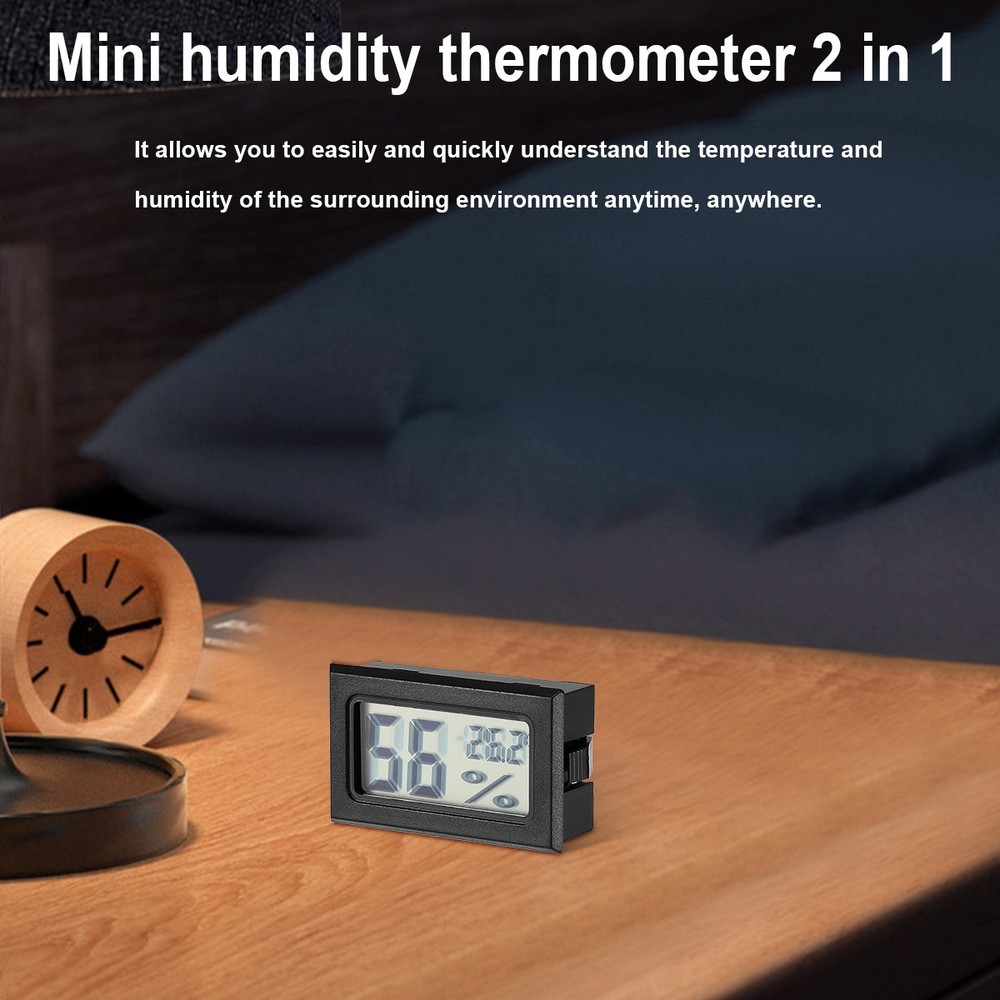 LCD Digital Mini Precise Electronic Hygrometer Thermometer Black With Battery
