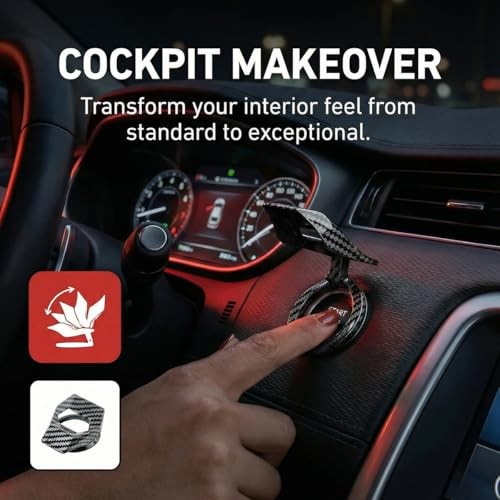 Car Push Start Button Cover, Vehicle Engine Start Stop Button Carbon Fibre