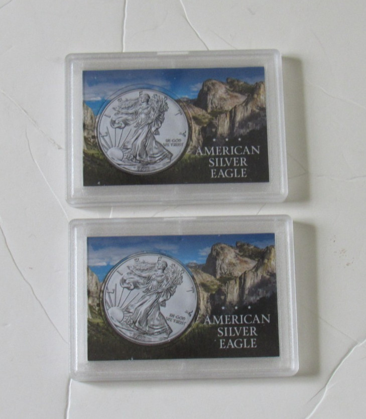 Lot of 2, Plastic Silver Eagle Holders;  HOLDERS ONLY-NO COINS