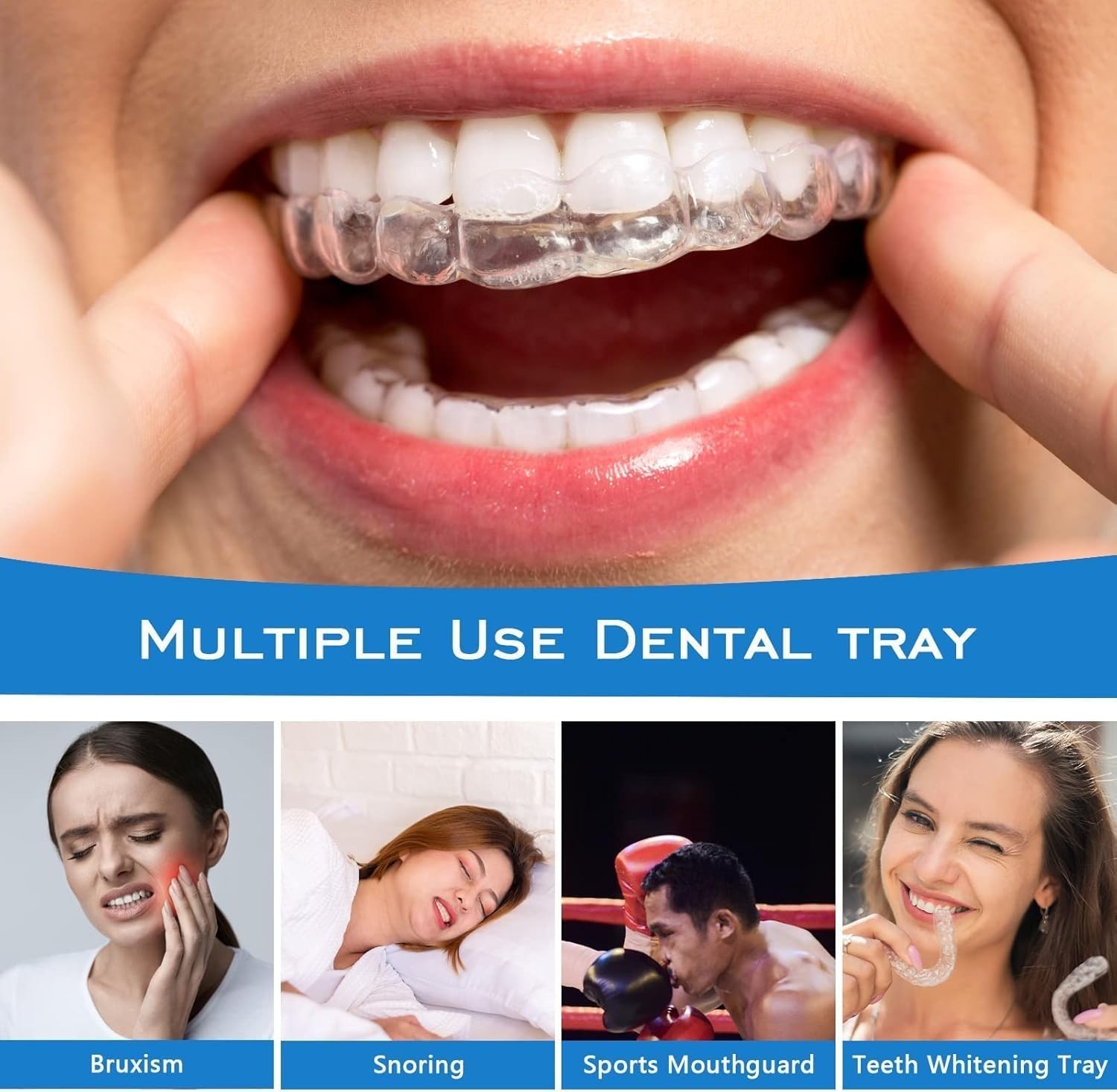 Moldable Mouth Guard 2 Sizes, Pack of 4 Teeth Clenching Grinding at Night Sleep