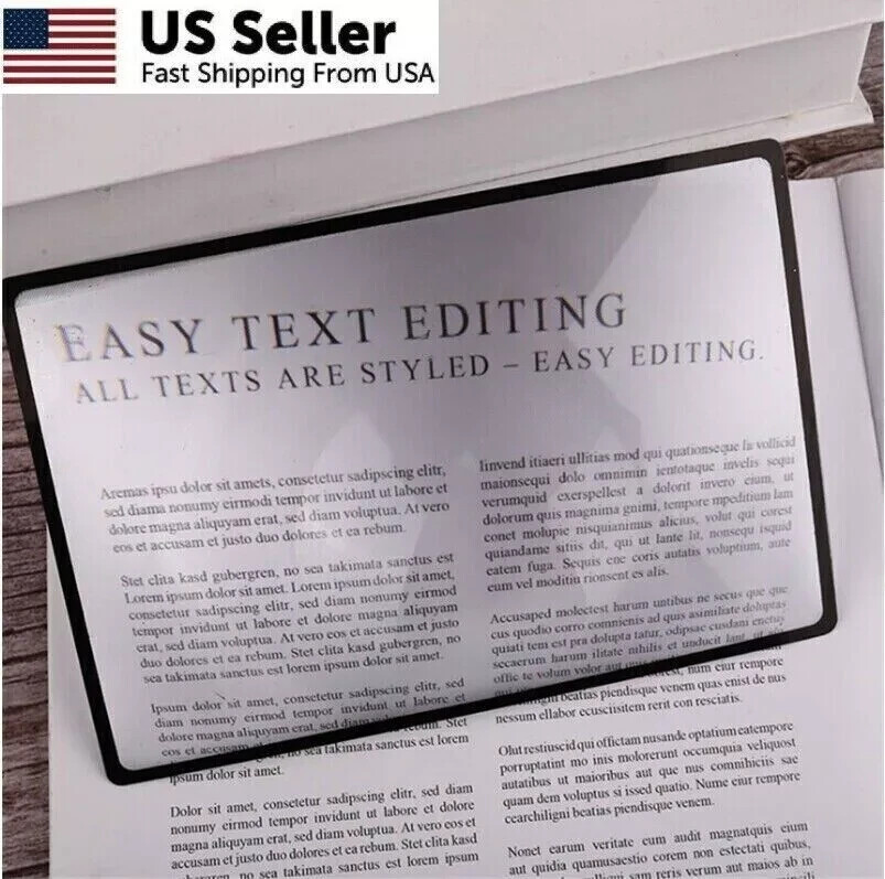 New US Full Page Book Reading Aid Lens 3x Magnifying Glass Large Magnifier Sheet