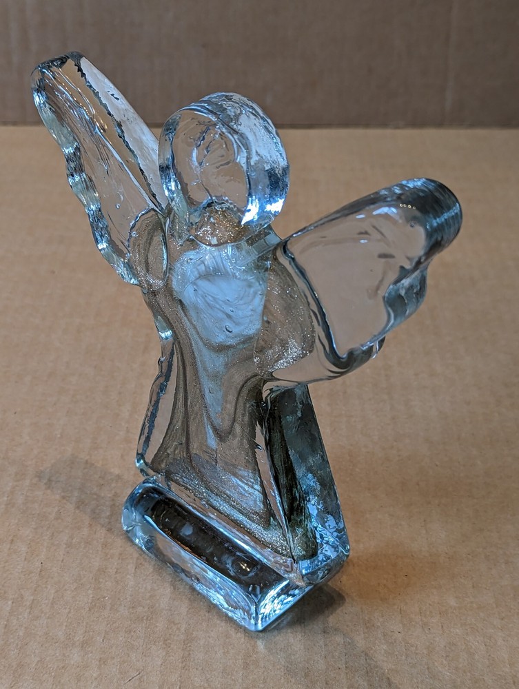 Solid Glass or Crystal Angel Block Style Vintage