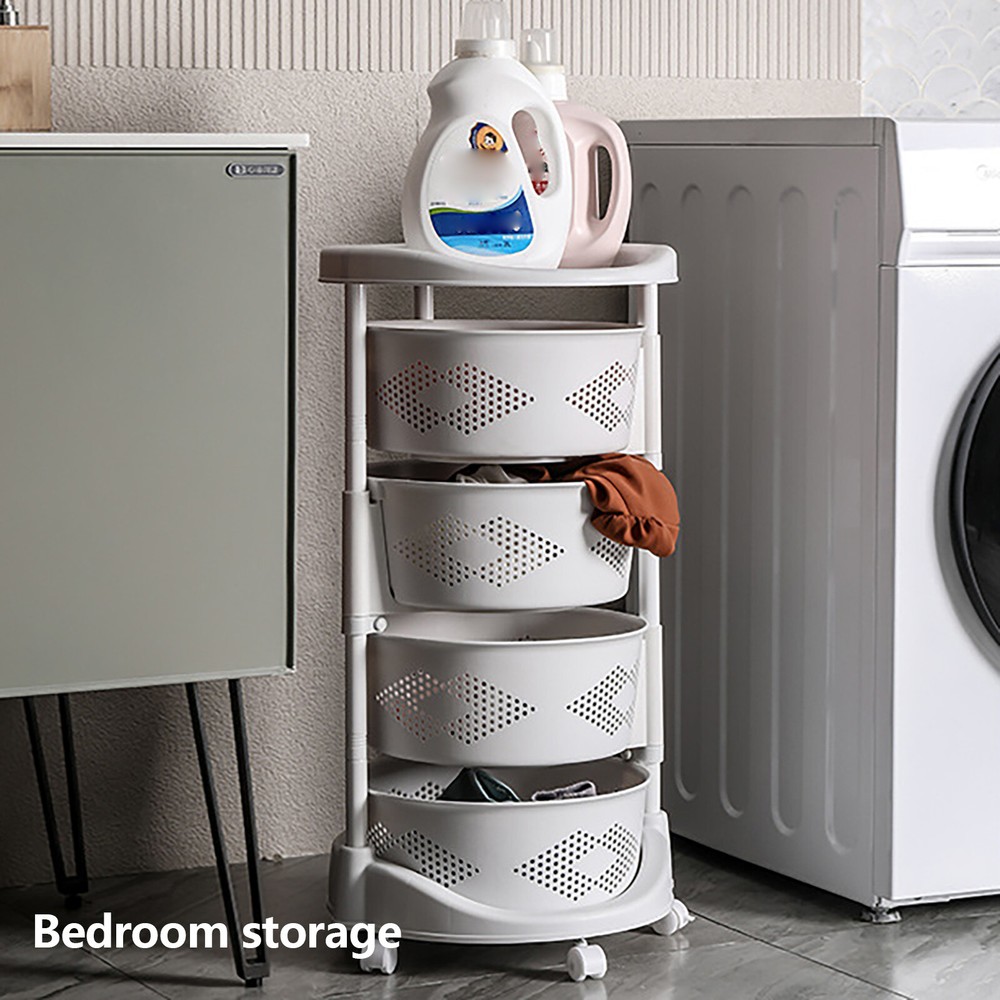 Multi-Layer Kitchen Storage Cart Rotating Basket Vegetable Rack Storage Shelves