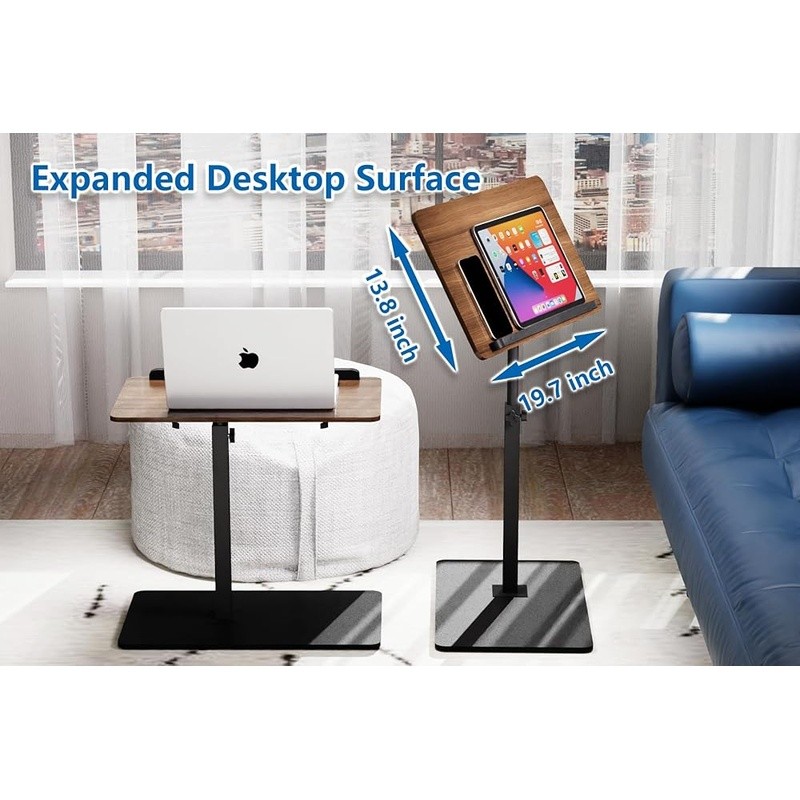 Adjustable Height Swivel Side Table Multi-Functional Nightstand Laptop Desk New