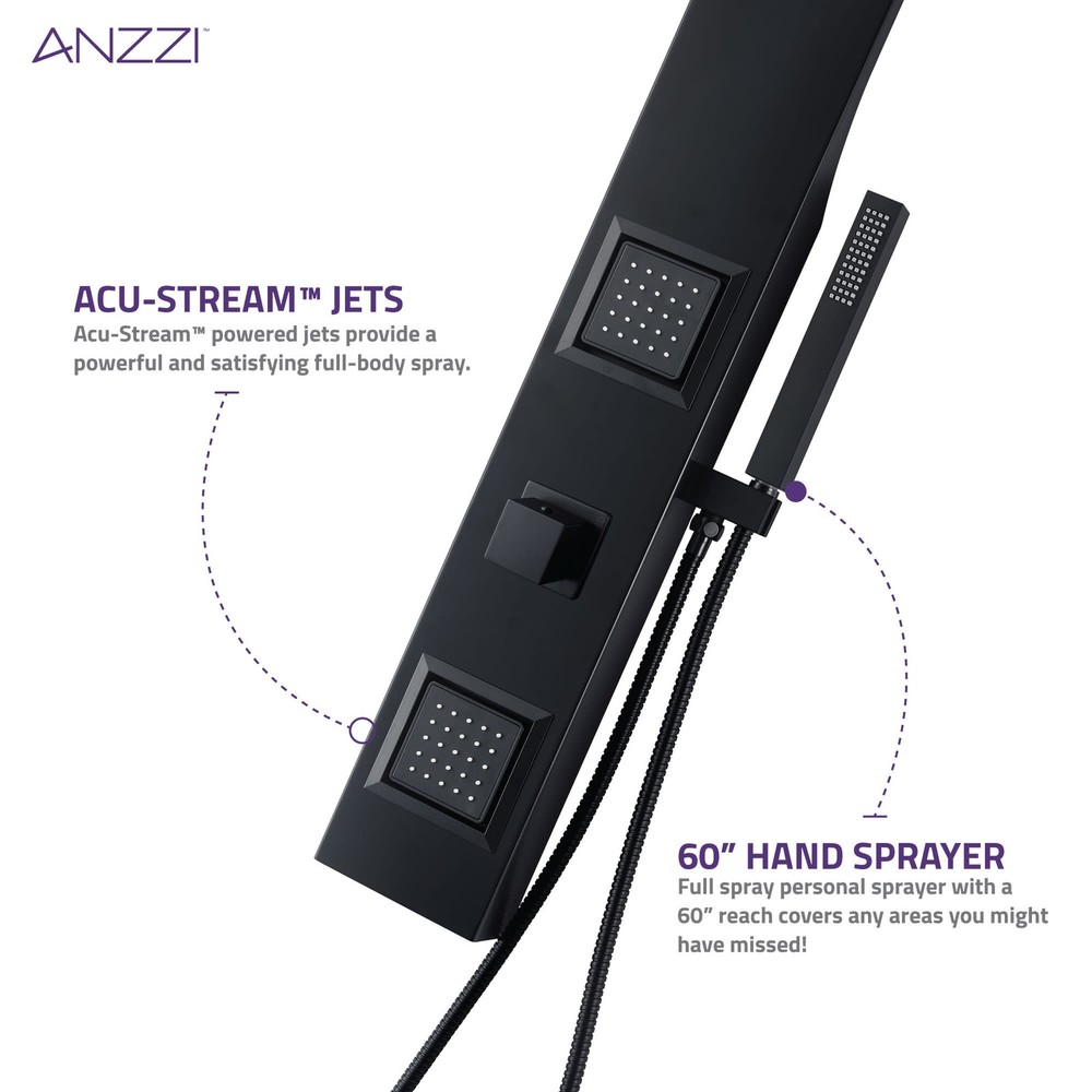 Anzzi SP-AZ078 Aura Thermostatic Shower Panel - Silver