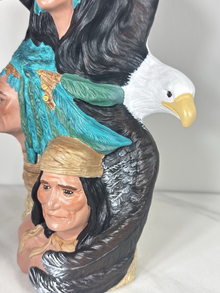 Ceramic Native American sculpture/figurine – three people &Eagle 11”