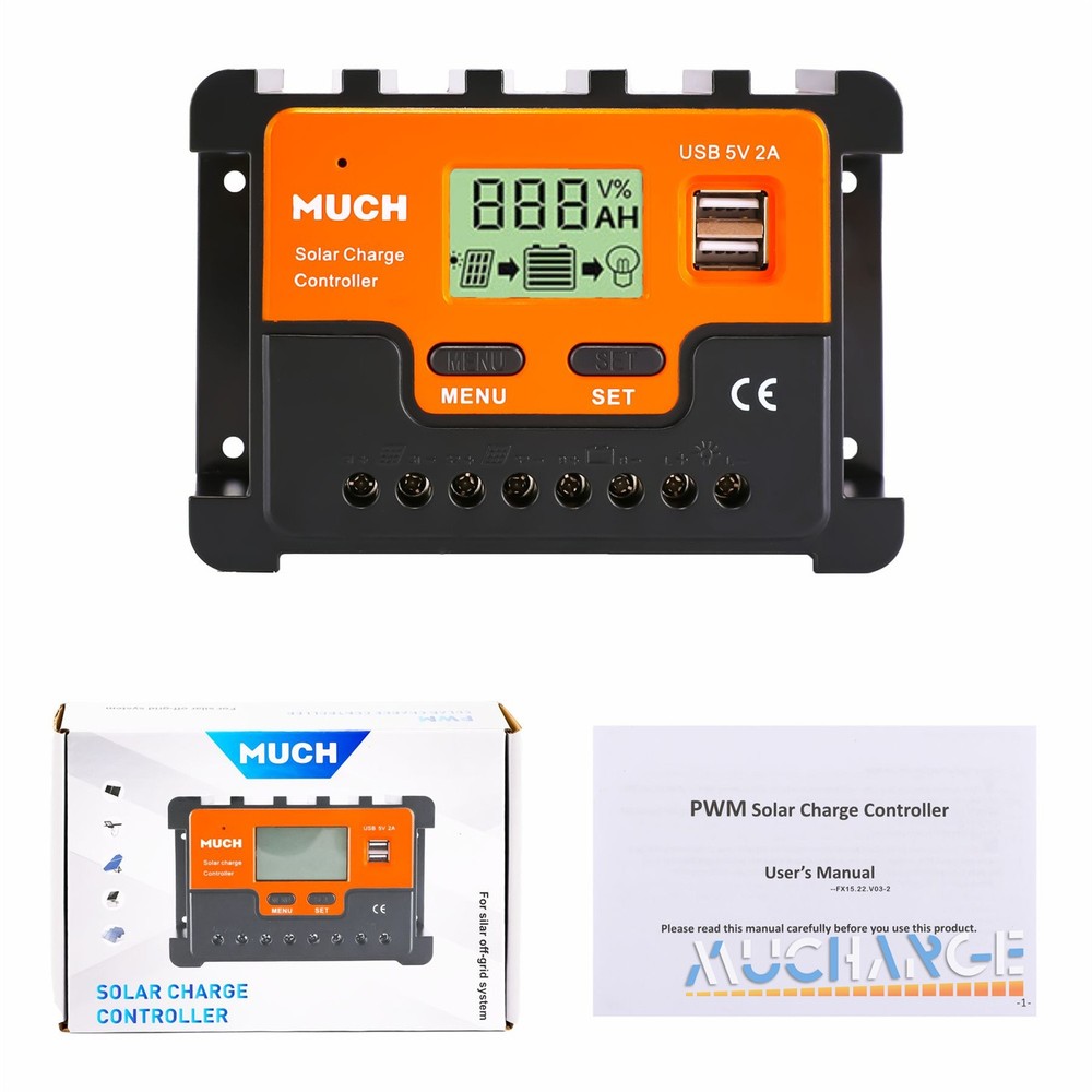30A Solar Panel Controller Solar Battery Charge 12V/24V Auto Regulator LCD