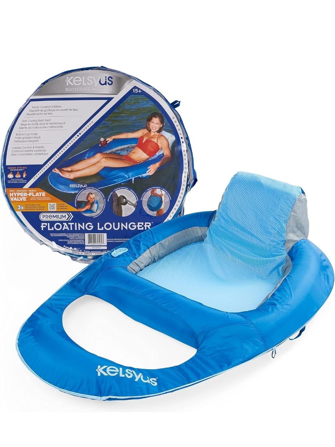 Kelsyus Floating Lounger Pool Float With Cup Holder Supports Up To 250LB New