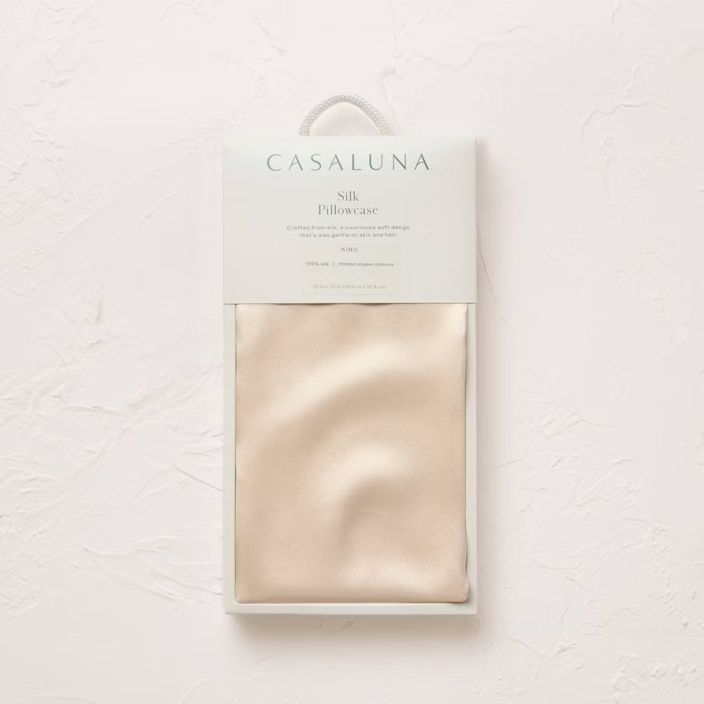 King Solid Silk Pillowcase Natural - Casaluna