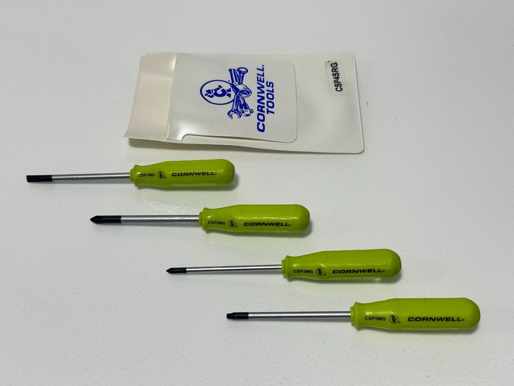 Cornwell Tools ELITE Green Hard Handle Pocket Screwdriver Set Phillips Flat Star