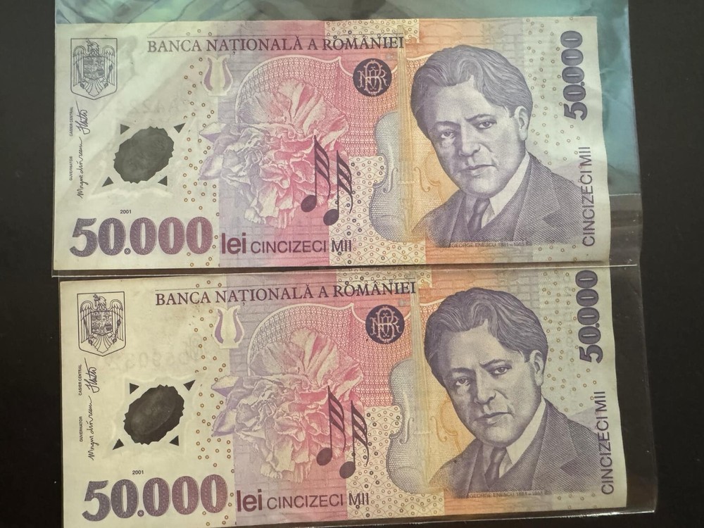 2 x Romania 50000 Lei 2000's Circulated
