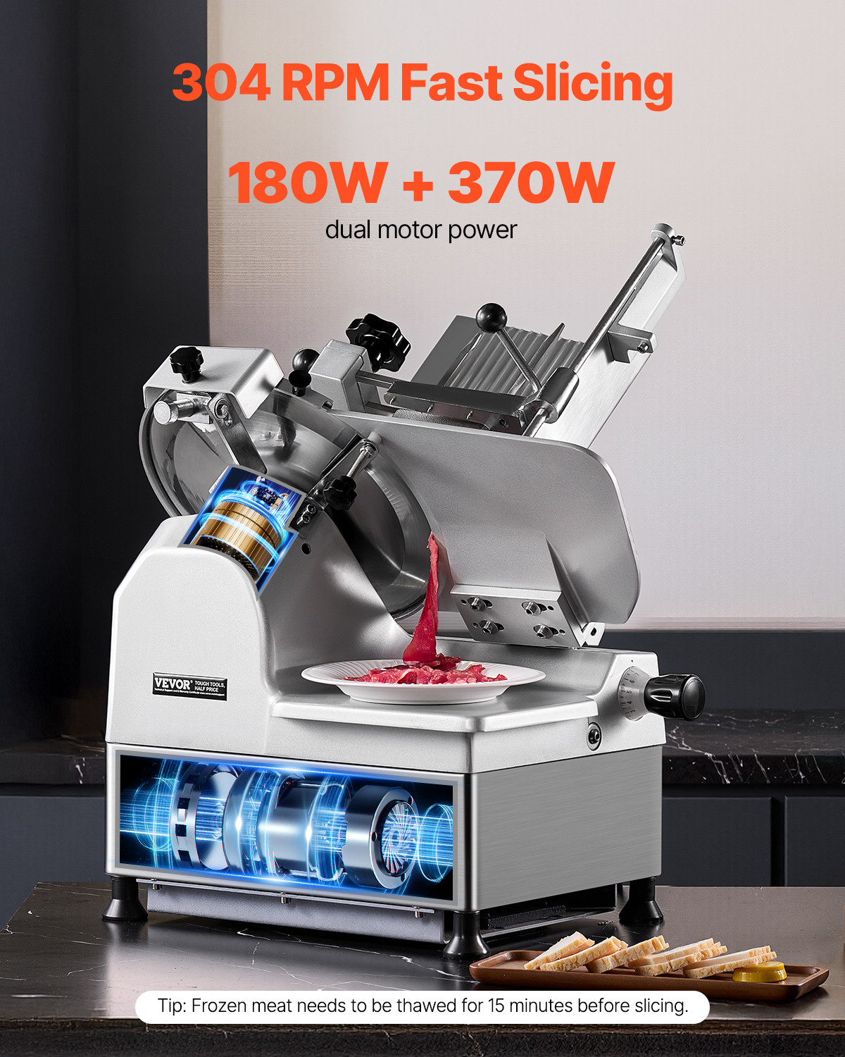 VEVOR 12" Automatic Meat Slicer 550W Electric Deli Food Bread Cheese Slicer