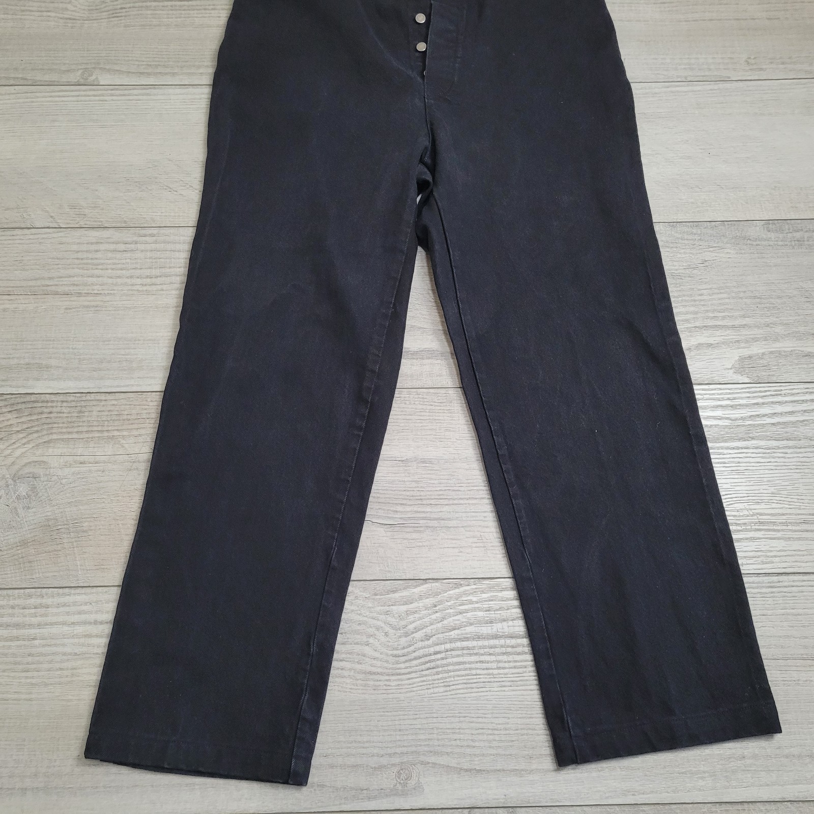 VTG Wah Maker Frontier Clothing Pants Mens 38 Black Denim Suspenders Button Fly