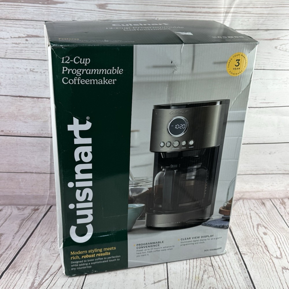 Cuisinart 12 Cup Programmable Coffee Maker Black Stainless w Glass Carafe
