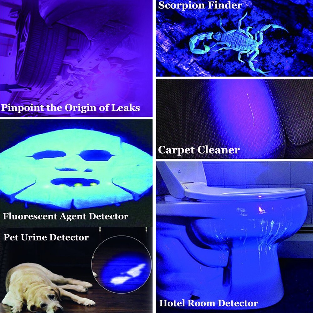 100 LED UV Flashlight 395nm Ultraviolet Blacklight Detector Handheld Torch Light