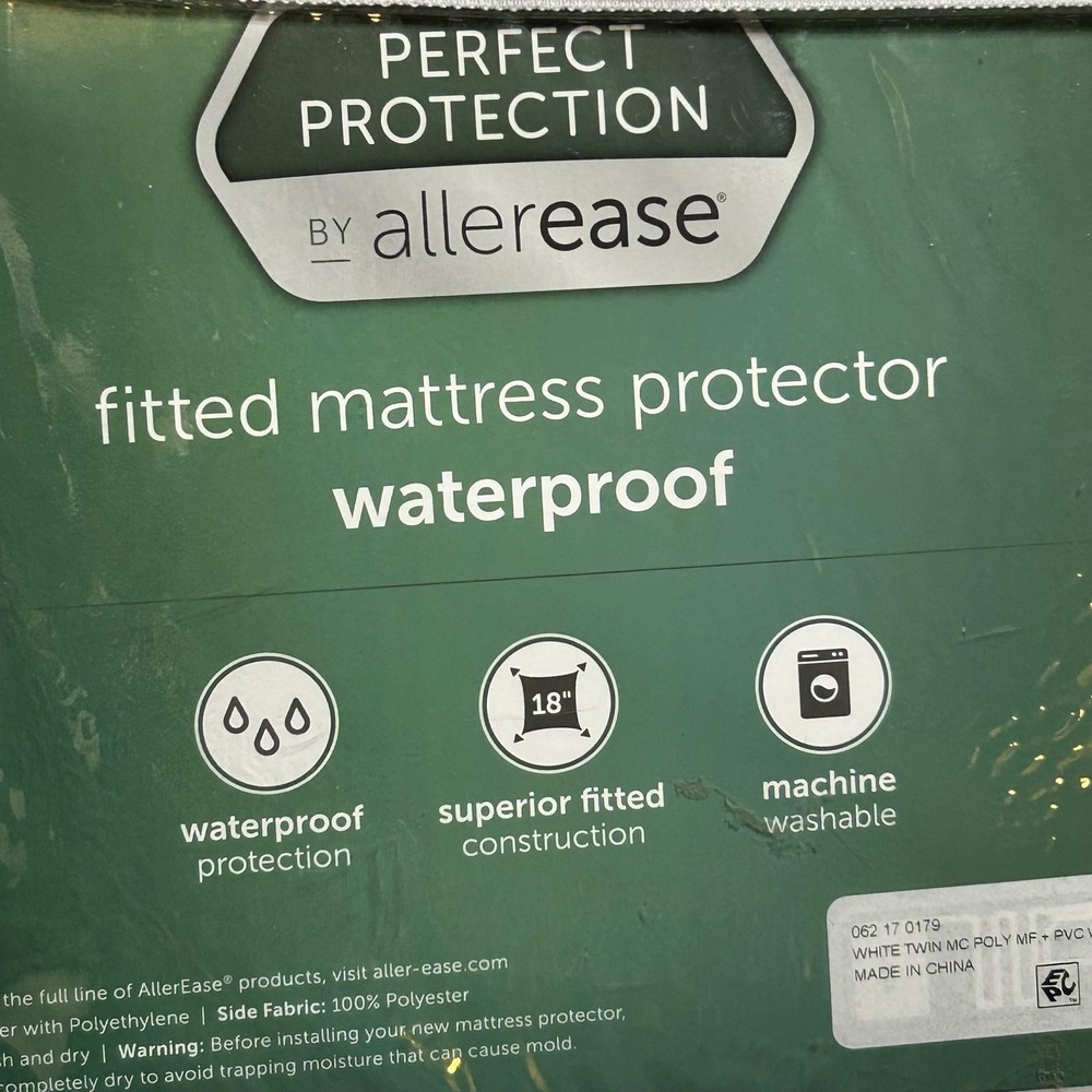 AllerEase Perfect Protection Waterproof Twin Fitted Mattress Protector Lot 2