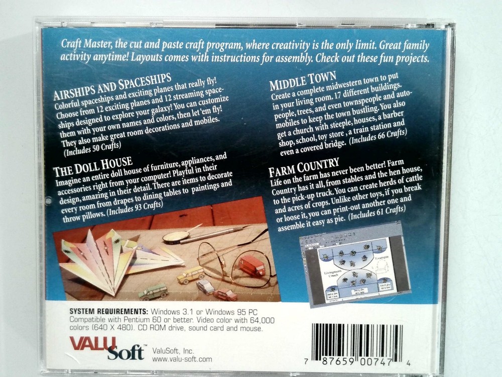 VALUSOFT Craft Master CD-ROM Software Windows 95 3.1 Over 260 Projects