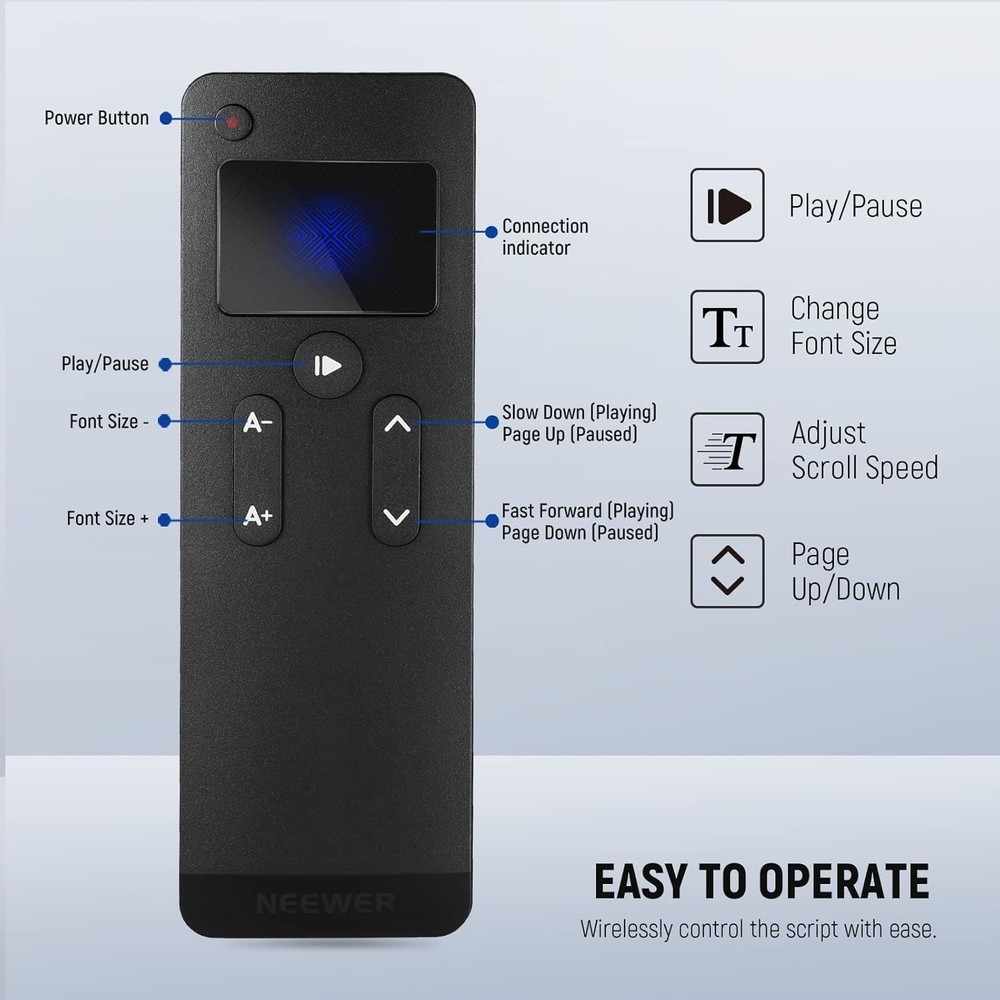 Neewer RT113 Black Bluetooth IOS Android Teleprompter App Remote-NEW