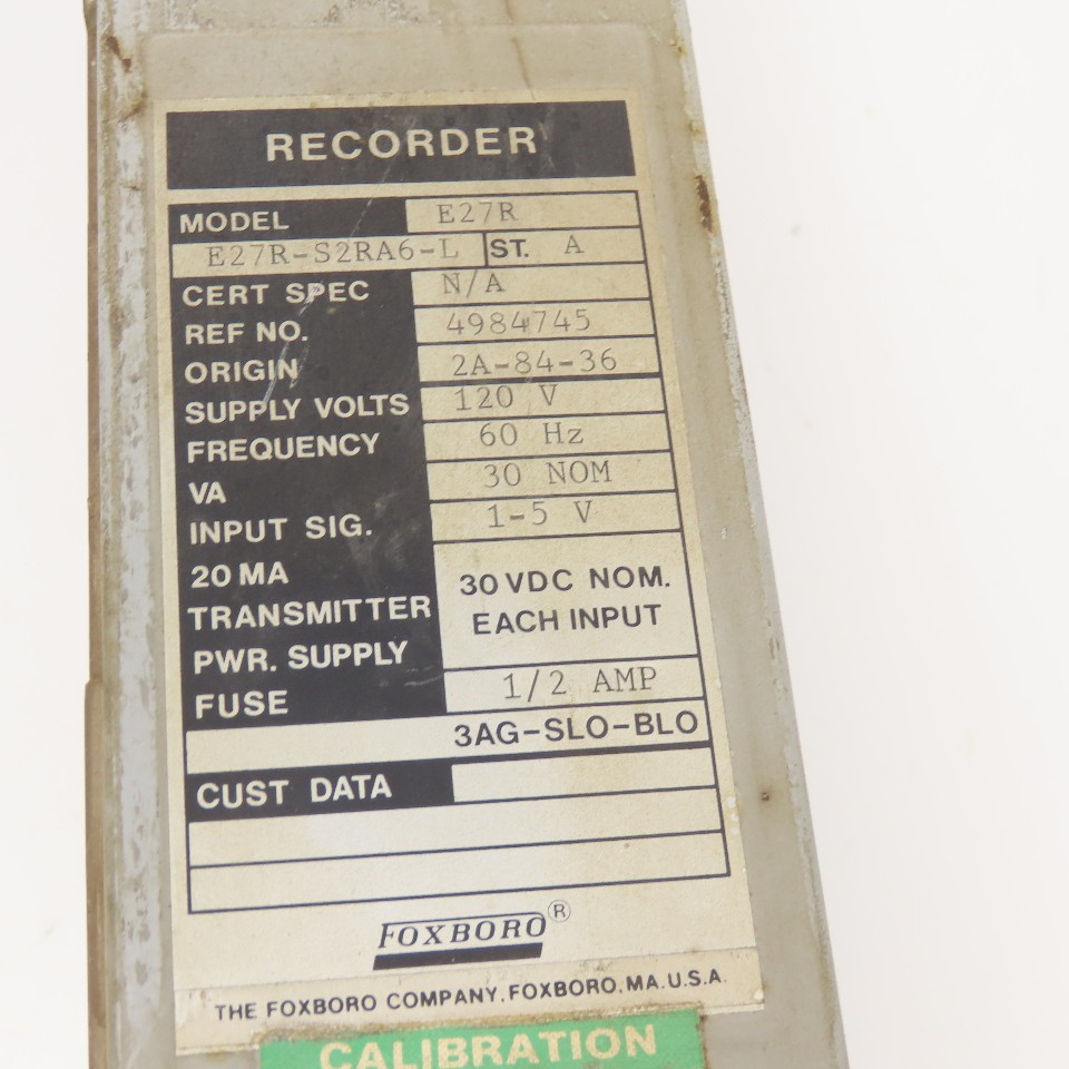 Foxboro E27R 120V Linear Chart Data Recorder