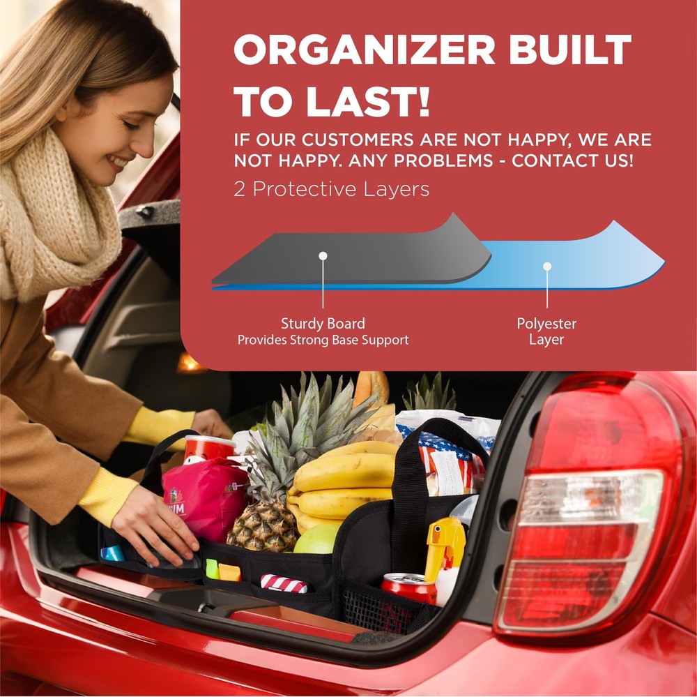 Adjustable Car Storage Organizer with Multi Compartments Portable SUV Trunk