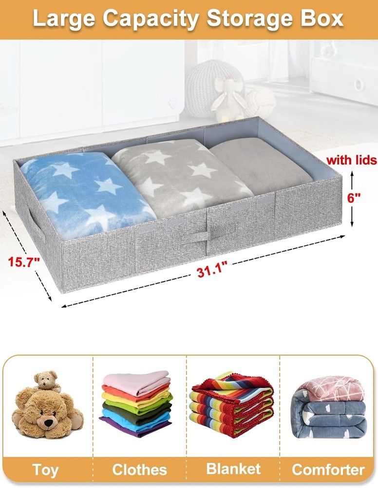 punemi Under-Bed Storage Boxes (with Lids) — 2-Piece Set (Large Capacity)