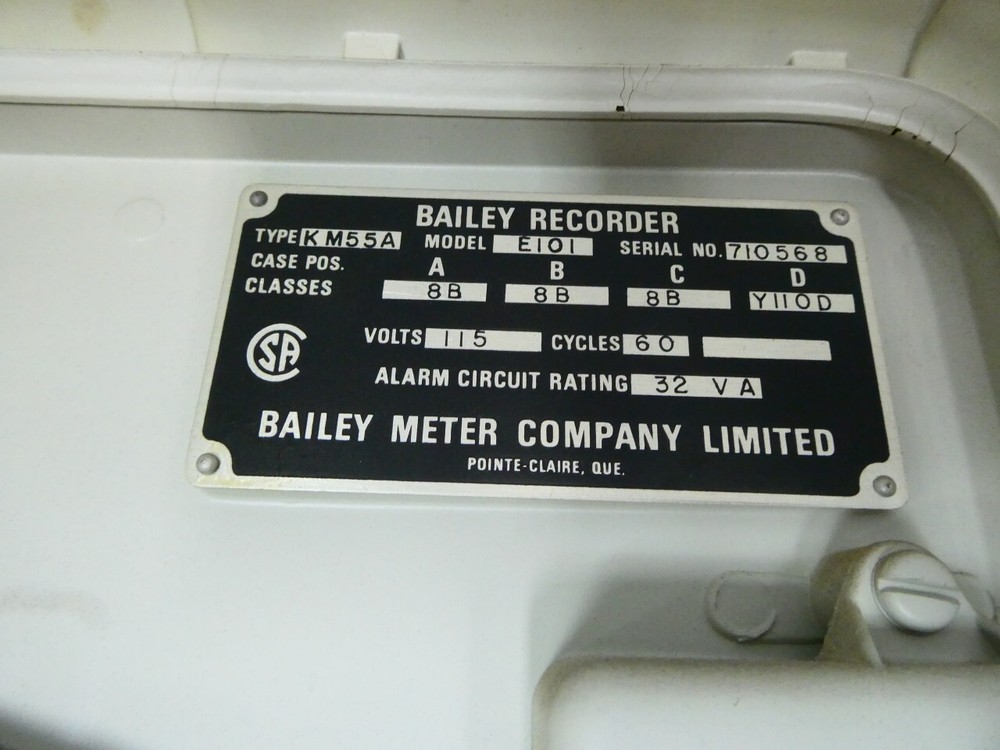 Bailey Meter KM55A E101 Chart Recorder 115v-ac