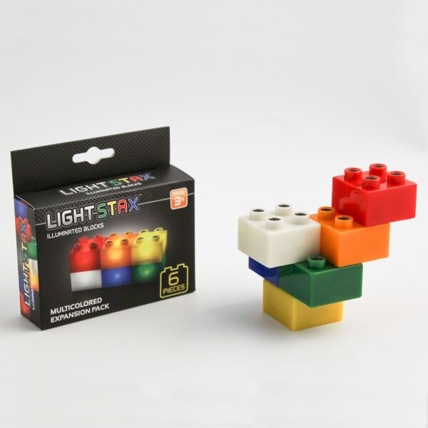 Light Stax LED Light-Up Building Blocks 6-Piece Expansion Pack Multicolor Mixed