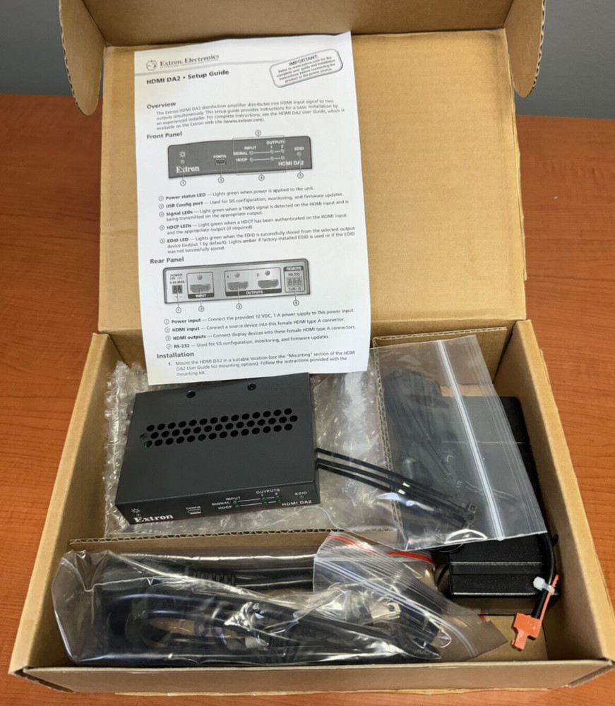 Extron HDMI DA, Two Outputs HDMI Distribution Amplifier 60-997-01