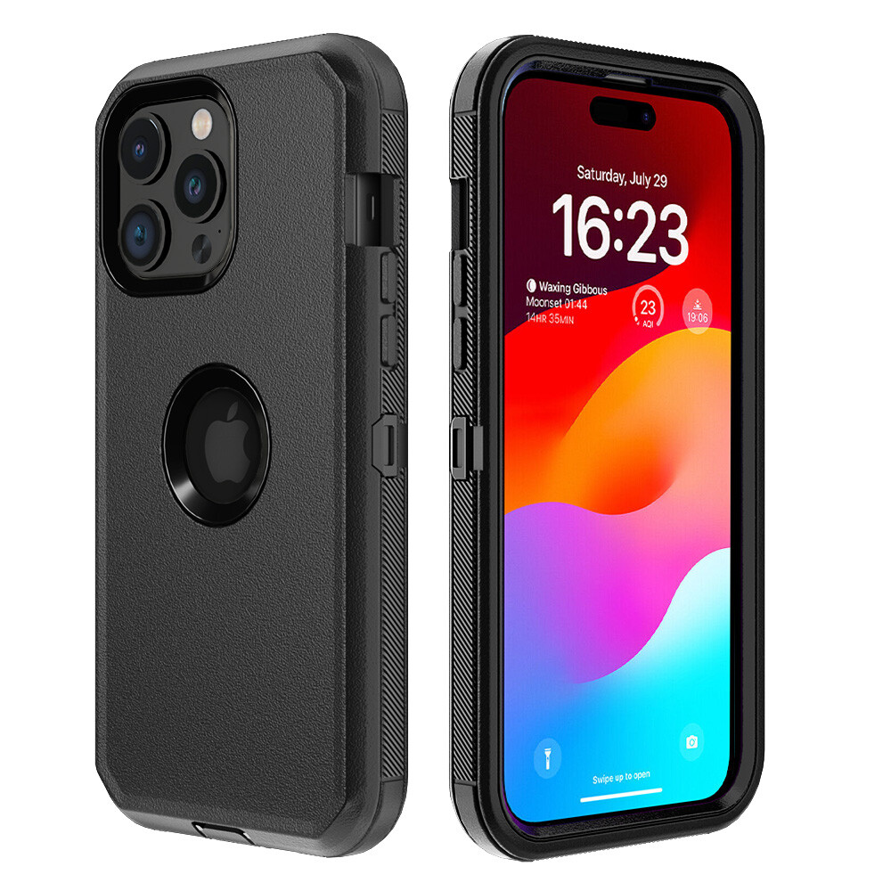 For iPhone 15 Pro Max 15 Case Shockproof Cover+Tempered Glass Screen Protector