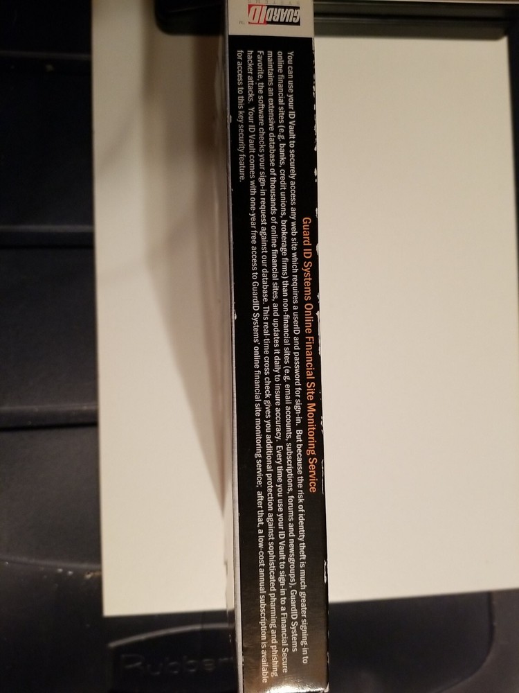 ID Vault Guard ID Systems STOP ONLINE IDENTITY THEFT Windows XP Secure Passwords