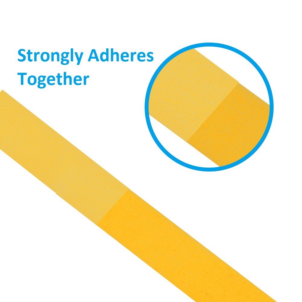 50FT Roll Reusable Hook Loop Self Attaching Cable Tie Fastening Tape Yellow