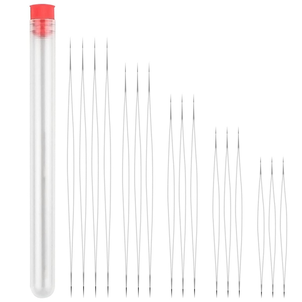 16 Pieces Big Eye Beading Needles Seed Beads Needle Variable, Silver